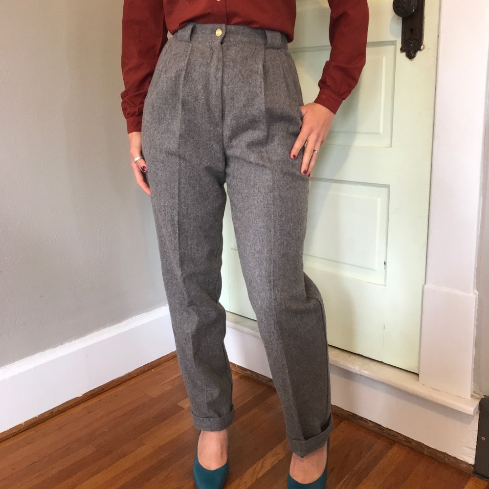 Vintage 100% Wool High-Waisted Pants